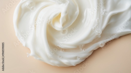 Large White Cream Spiral Swirl Water Droplets Beige Background