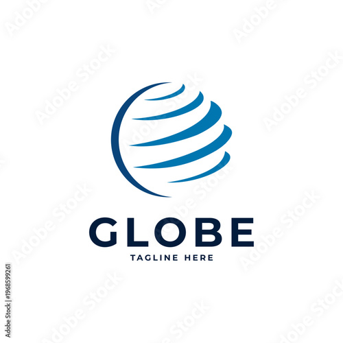 globe abstract line art logo design with tagline template