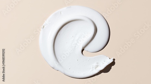 White Moisturizer Cream Circular Swipe on Beige with Shadow