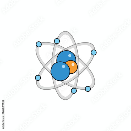 Stylized atomic model with nucleus and orbiting electrons