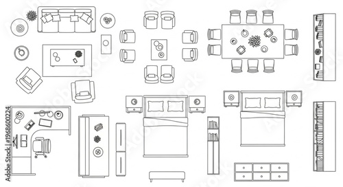 Overhead Furniture Layout - A Detailed Architectural Plan.