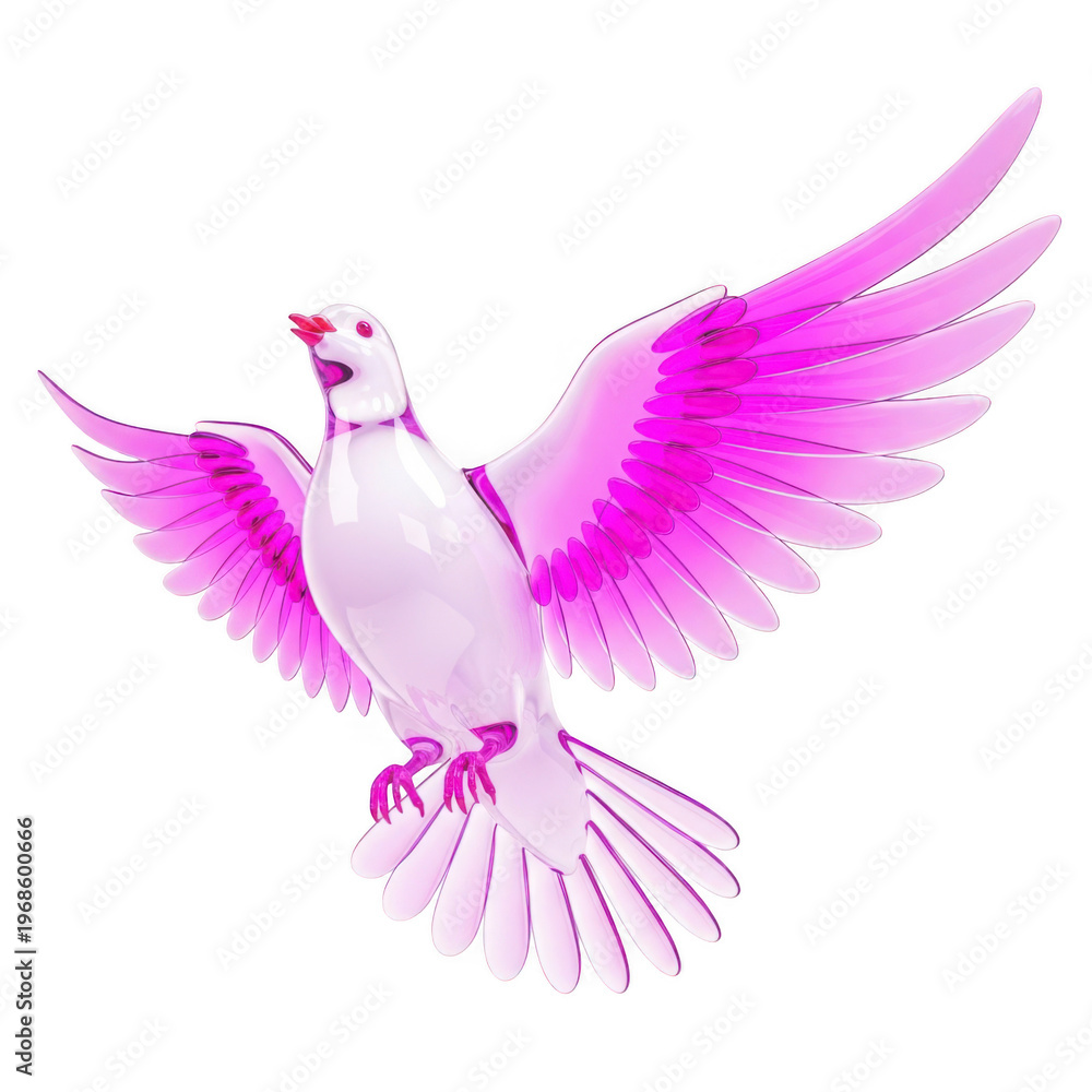 Obraz premium A pink dove in flight with wings spread