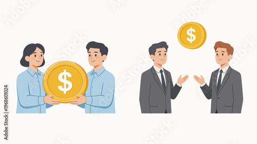 People holding and discussing money
