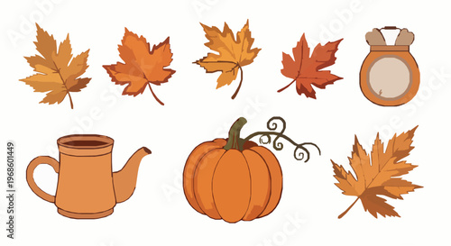 Autumn-Themed Flat Icons Set for Fall Designs