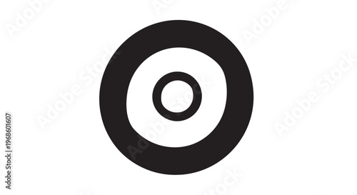 Black concentric circles, target icon, bullseye symbol, geometric shape
