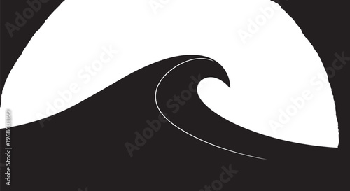 Wave, ocean wave, black and white wave, vector wave, sea wave icon