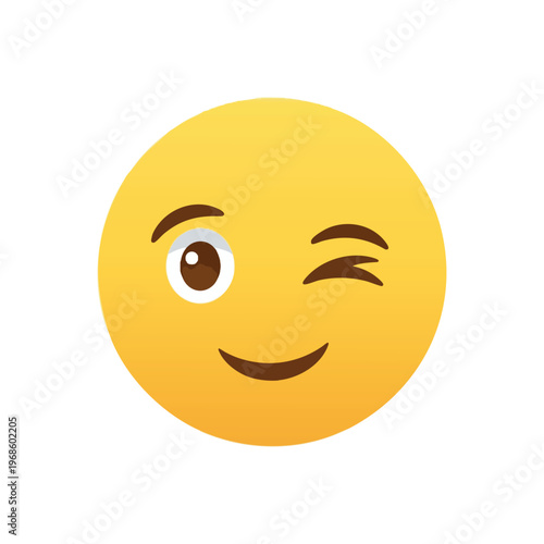 Yellow circle emoji with one open eye and a closed winking eye, smiling