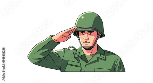 Illustration of a soldier saluting in uniform