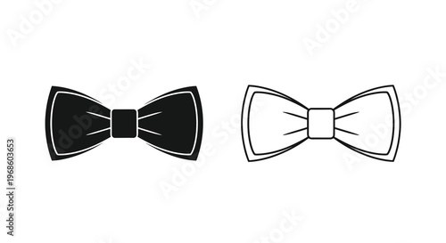 Two bow ties one solid black the other a white outline design