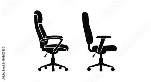 Silhouettes of two ergonomic office chairs in contrasting views