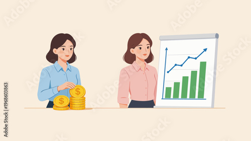 Two women discussing financial growth