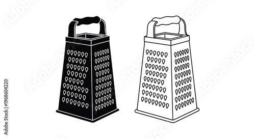 Two box graters displayed in a black and white illustration