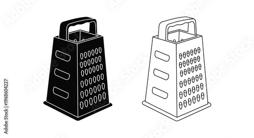 Two box graters one filled and one outlined displayed on a white background