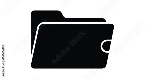 Simple black and white illustration of a closed folder icon