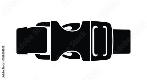 Black and white illustration of a side release buckle commonly used on straps