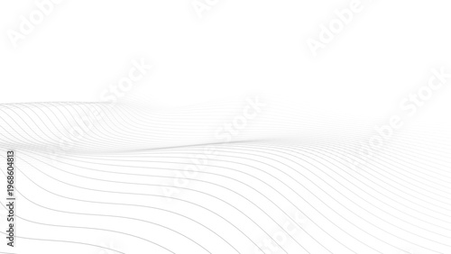 Geometric shapes. A wave smoothly dissolving into a light background. 3D rendering.