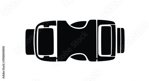 Black and white illustration of a side release buckle viewed from above