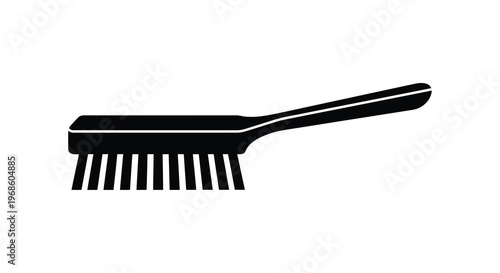 Simple black and white illustration of a cleaning brush with bristles