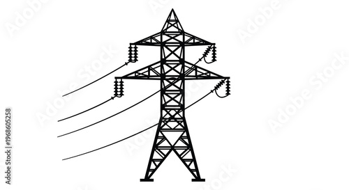 Simple black and white illustration of a high voltage transmission tower