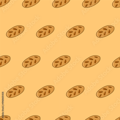 Hand drawn bread seamless pattern, bread pattern in doodle style