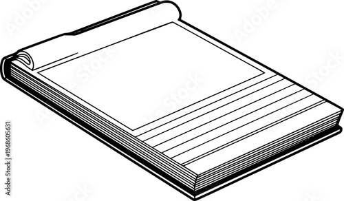 Open blank notebook with spiral binding and lined pages ready for writing or paper