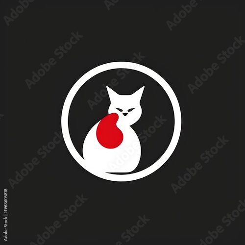 Minimalist Cat Logo Design – Cute Black Silhouette Feline Icon on Light Background