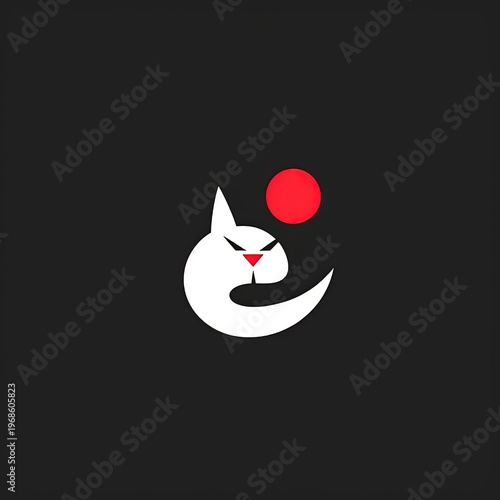 Minimalist Cat Logo Design – Cute Black Silhouette Feline Icon on Light Background