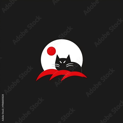 Minimalist Cat Logo Design – Cute Black Silhouette Feline Icon on Light Background
