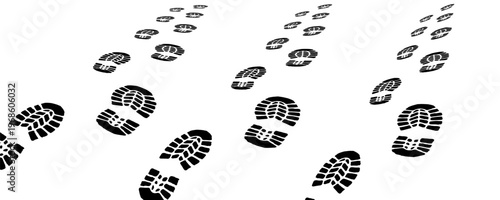 footprint shoe sole tracking path on transparent background, shoe footprint path vector illustration