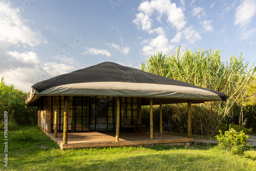 Quadro su tela Luxury safari tent accommodation with wooden deck in Maasai Mara National Reserv