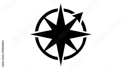 Scalable vector icon illustration of a stylized compass rose with a heart in the center and a directional arrow, symbolizing finding true love, soulmate guidance, and romance. AI-generated.