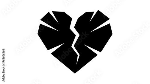 Broken Heart Vector Illustration Featuring Orange Crystalline Shards and Faceted Geometric Design, Symbolizing Heartbreak, Divorce, and Emotional Pain, Scalable AI-Generated Graphic Resource Icon