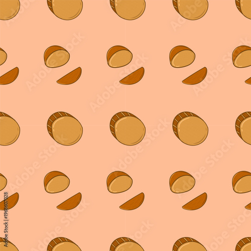 Hand drawn bread seamless pattern, bread pattern in doodle style