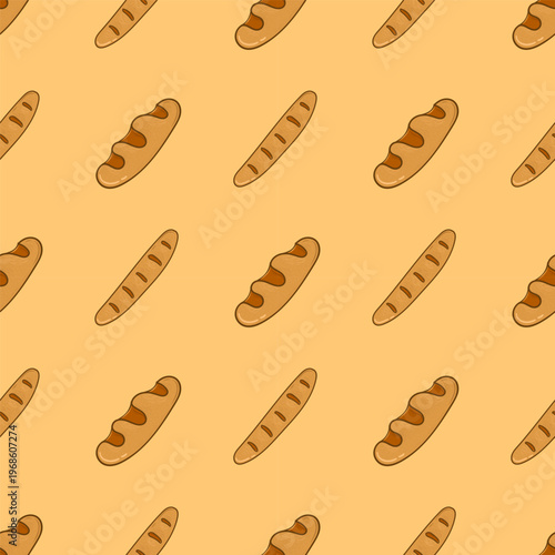 Hand drawn bread seamless pattern, bread pattern in doodle style