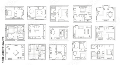 Collection of Detailed Architectural Floor Plans and Layouts.