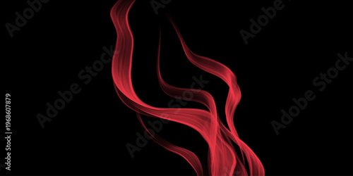 swirling movement of red smoke group, abstract line Isolated on black background. Mysterious woman emerges from vibrant swirling red smoke with dramatic dark background. Red smoke on black background