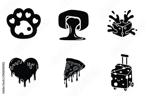 Cheese Day Fun Icons Set