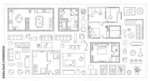 Detailed Architectural Floor Plans and Layout Designs Compilation.