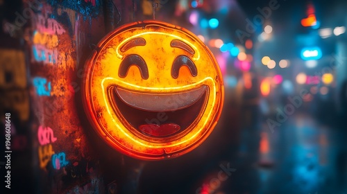 Neon emoji face illustration