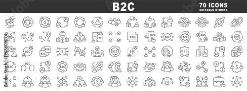 Clean B2C outline icons for ecommerce marketing