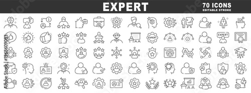 Expert icons illustrating expertise, certification, leadership, verified