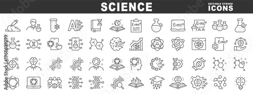 Science outline icons for research