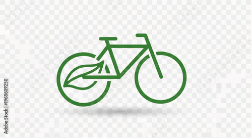 Green bicycle icon, eco friendly bike symbol, leafy cycling logo, environmental transport