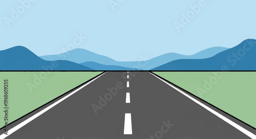 asphalt road, highway, mountain landscape, vector illustration, transportation background