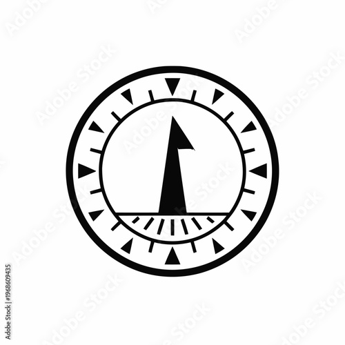 A circular compass graphic features a directional needle pointing upwards within a segmented border.