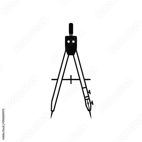 Compass drafting tool with adjustable legs and pointed tips provides accurate circles and arcs for technical blueprints, architectural sketches, and precise engineering schematics.
