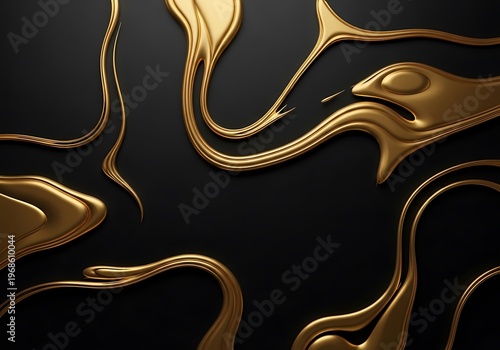 Abstract artistic flow of coppery and greenish liquid patterns on dark background