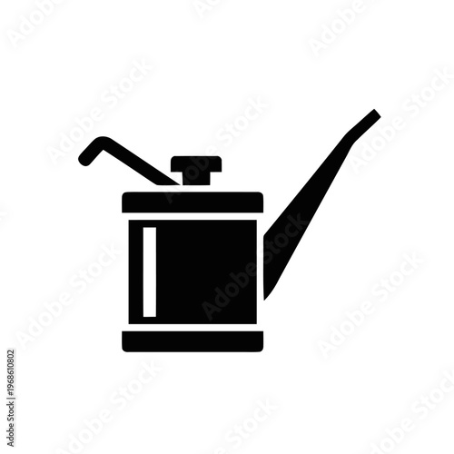 An oil can with a spout and handle is designed for precise lubrication.