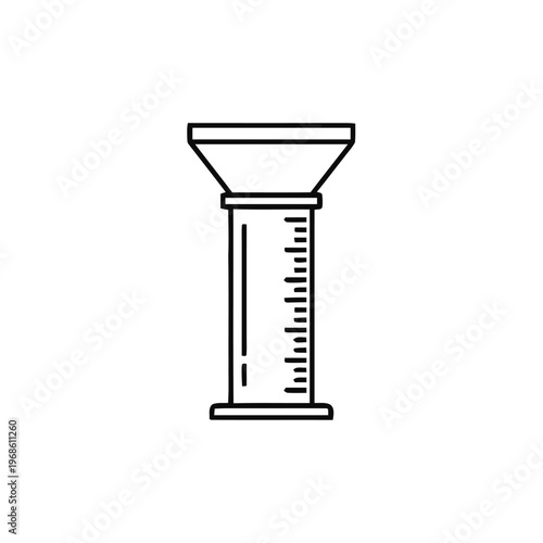 Laboratory measuring cylinder with a funnel top and graduated markings, rendered in outline on a clean white backdrop.
