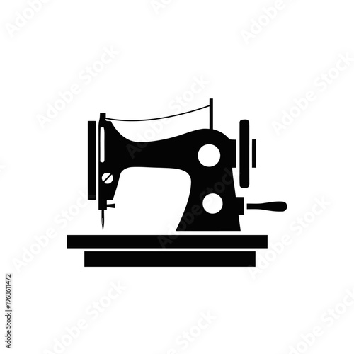 Sewing machine icon graphic symbol representing tailoring and garment creation.